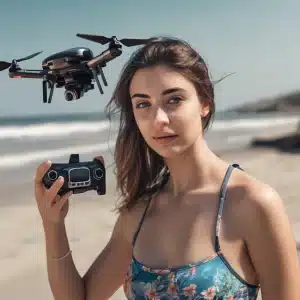 Une utilisatrice essaie le meilleur drone 4K à moins de 200 euros