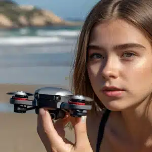miniature drone tenu par une utilisatrice